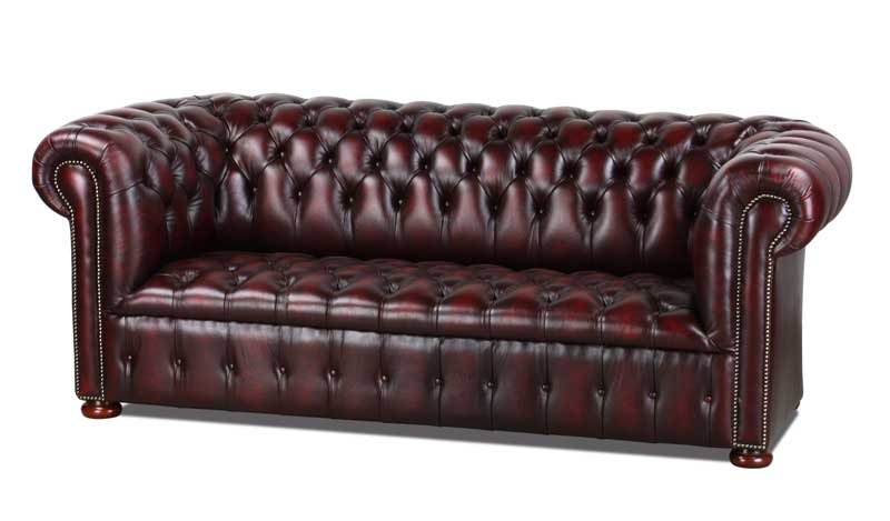 Abbildung vom Whitehall Chesterfield Ledersofa in weinrot